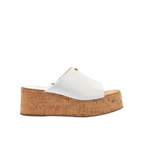 Larroude Charli Mule Platform Sandal White Patent Leather 7.5